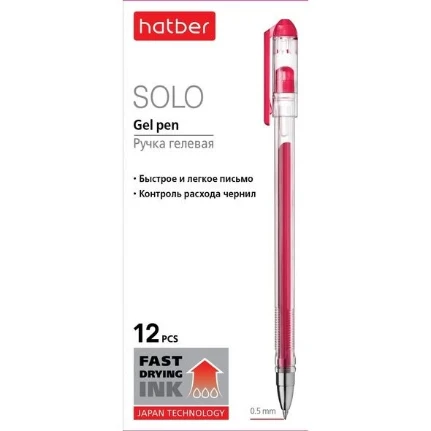 Фото для Ручка гелевая Hatber Solo красная 0,5мм