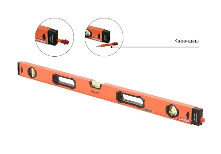 Фото для Уровень с карандашом 800 мм,магнитный,3 глазка,1мм/м,серия Кулибин,Sturm!