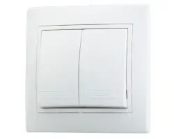 Фото для Выключатель Lezard МИРА двухклавишный белый с белой вставкой 701-0202-101