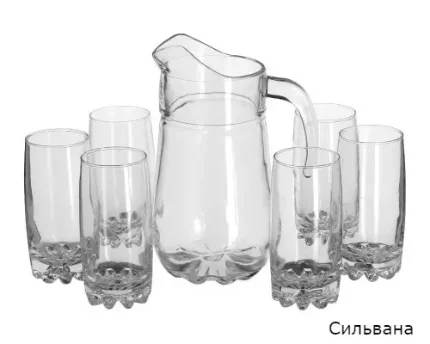 Фото для Набор для воды кувшин со стаканами 7 пр "Сильвана", "Вальс" PASABAHCE