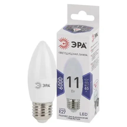 Лампочка светодиодная ЭРА STD LED B35-11W-860-E27 свеча холодный дневной свет