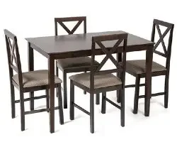 Обеденный комплект Хадсон (стол + 4 стула), cappuccino темный орех