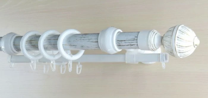 Фото для Карниз двухрядный металл пластик Византия 280 см белый золото-патина