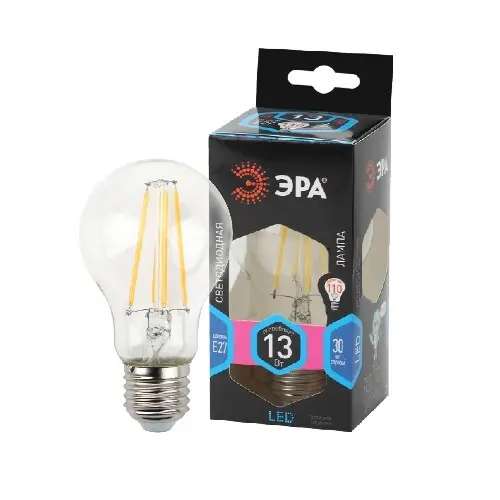 Лампа светодиодная ЭРА F-LED A60-13W-840-E27 Е27 13Вт филамент груша