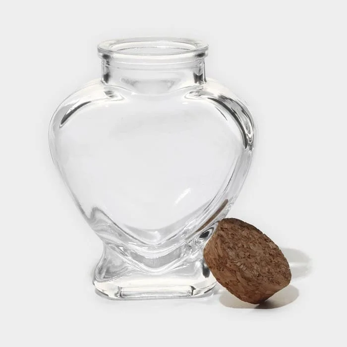 Банка стеклянная для сыпучих продуктов с пробковой крышкой «Парфе. Сердце», 150 мл, 8?4?9,5 см, 7859757