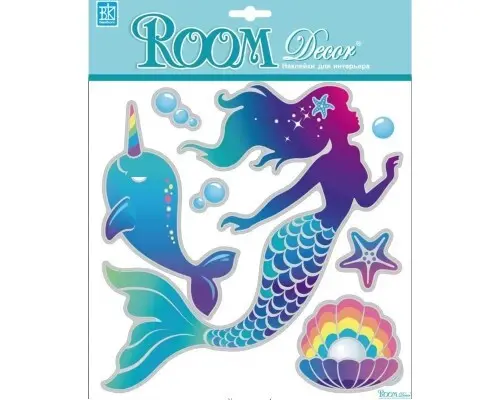 Наклейка Room Decor RKA 4303 Дельфин и Русалка эффект чешуи/ Фламинго