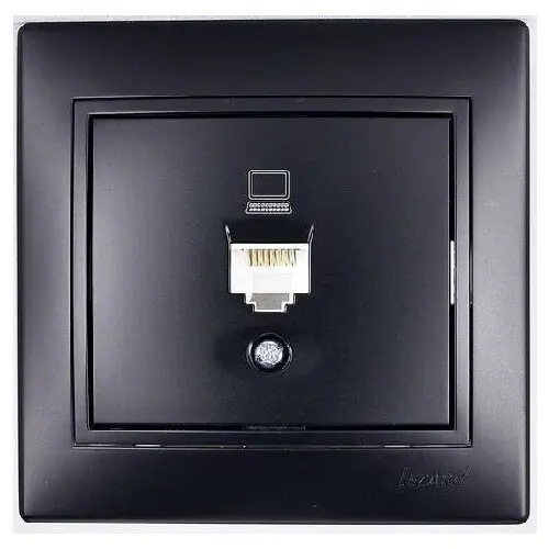 Розетка компьютерная с рамкой Lezard MIRA 701-4242-139 скрытая установка черный бархат