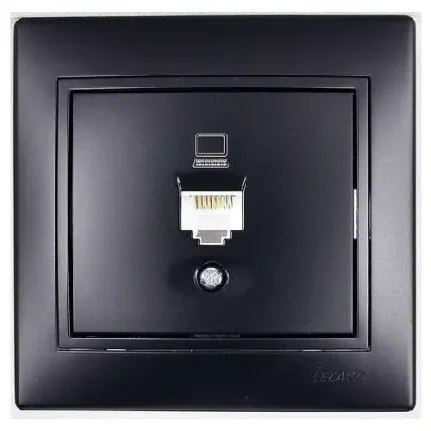 Фото для Розетка компьютерная с рамкой Lezard MIRA 701-4242-139 скрытая установка черный бархат