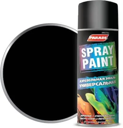 Фото для Эмаль PARADE Spray Paint черная глянцевая, 520 мл