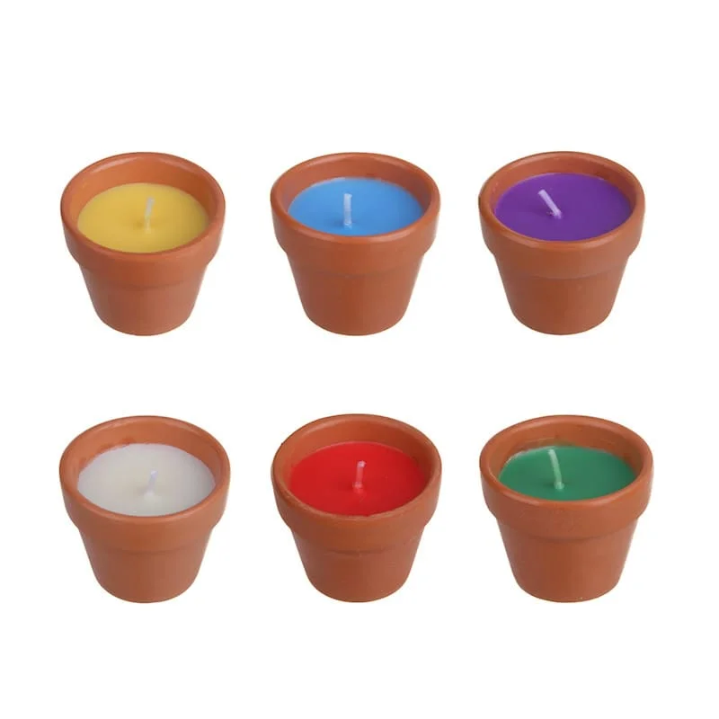 Свеча LADECOR в глиняном подсвечнике, парафин, 5x4 см, 6 цветов, 508-822