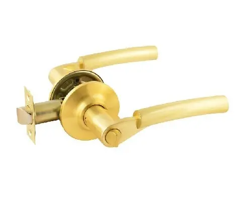 Ручка защелка дверная Нора-М АА-03 с фиксатором, матовое золото (комплект ручек)
