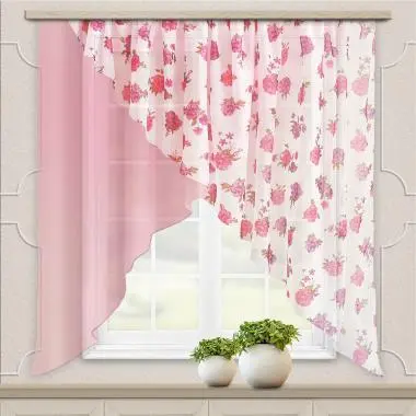 Комплект штор для кухни Witerra Марианна однотонный, 300x160 см цвет светло-розовый