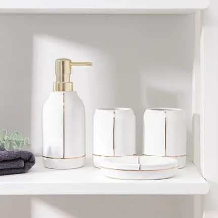 Фото для Набор аксессуаров для ванной комнаты «Лайн», 4 предмета, цвет белый