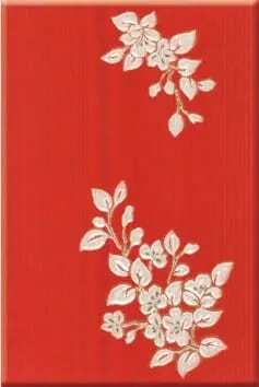 Вставка Капри Сакура 25х35 красный / белые цветы