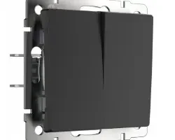 Фото для Выключатель Werkel двухклавишный проходной черный матовый WL08-SW-2G-2W