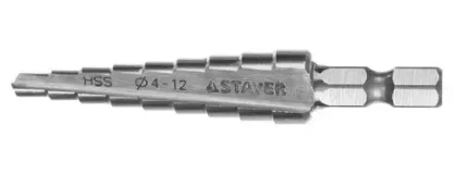 Фото для Сверло ступенчатое по металлу 4-12 мм; 5 ступеней; 65 мм STAYER 29660-4-12-5