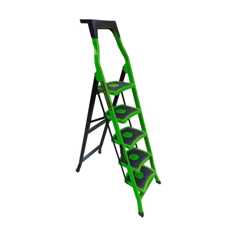 Стремянка стальная с 5 широкими ступенями SAMA зеленого цвета (арт.S-5З)