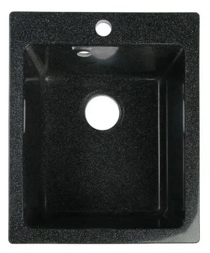 Фото для Мойка кухонная из камня Линди Z8Q4, 425х500х195 мм, глянцевая, черная