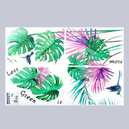 Фото для Наклейка пластик интерьерная цветная "Колибри и пальмовые листья" 60х90 см