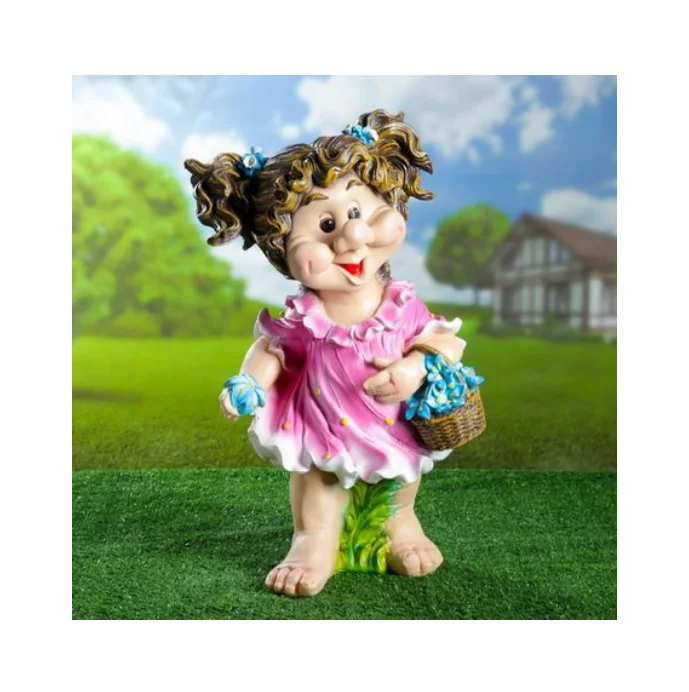 Фигура садовая Девочка с корзиной цветов 60х36 см, 12584-1