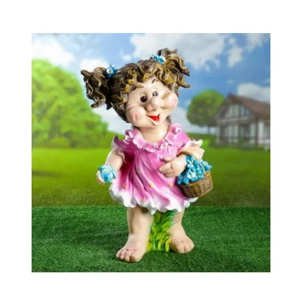Фото для Фигура садовая Девочка с корзиной цветов 60х36 см, 12584-1