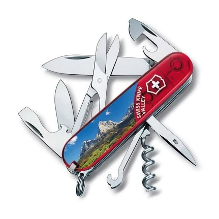 Фото для Нож перочинный Victorinox Climber Valley (1.3703.TE9) 91мм 14функц. красный полупрозрачный/рисунок п