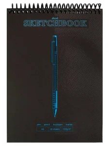 Фото для СКЕТЧБУК НА ГРЕБНЕ А5 32 Л 120Г/М2 "PEN SLICED BLACKOUT" ОФСЕТНАЯ ЧЕРНАЯ БУМАГА