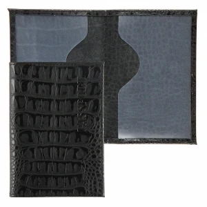 Фото для ОБЛОЖКА Д ПАСПОРТА KLERK КОЖА ALLIGATOR ЧЕРНАЯ