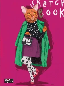 Фото для ЗАПИСНАЯ КН СКЕТЧБУК А5 64Л "MYART" 7БЦ "НА СТИЛЕ" КОШКА