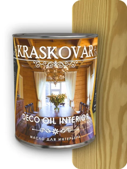 Фото для Масло для интерьера Kraskovar Deco Oil Interior Бесцветный 0,75 л