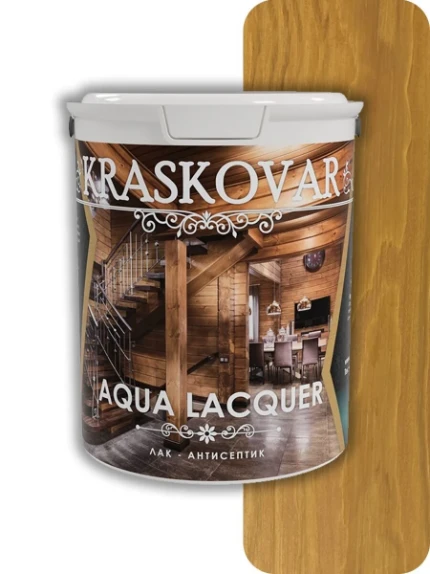 Фото для Лак-антисептик Kraskovar Aqua Lacquer для дерева и камня Орегон 2л