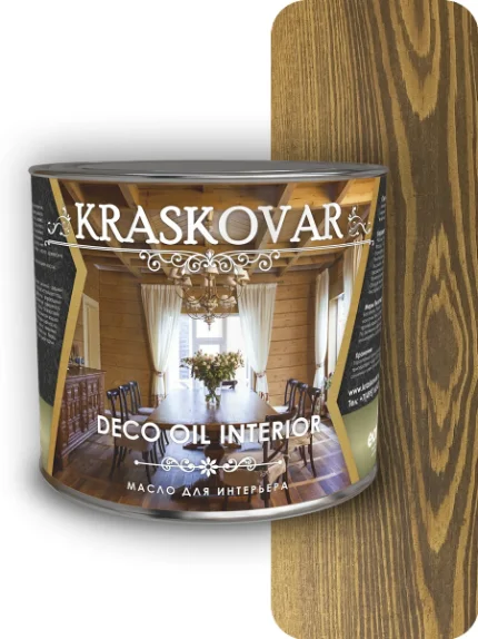 Фото для Масло для интерьера Kraskovar Deco Oil Interior Орех 2,2 л