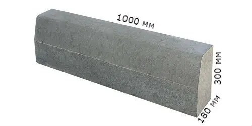 Камень бетонный бортовой БР.100.30.18 (1000х300х180) ГОСТ