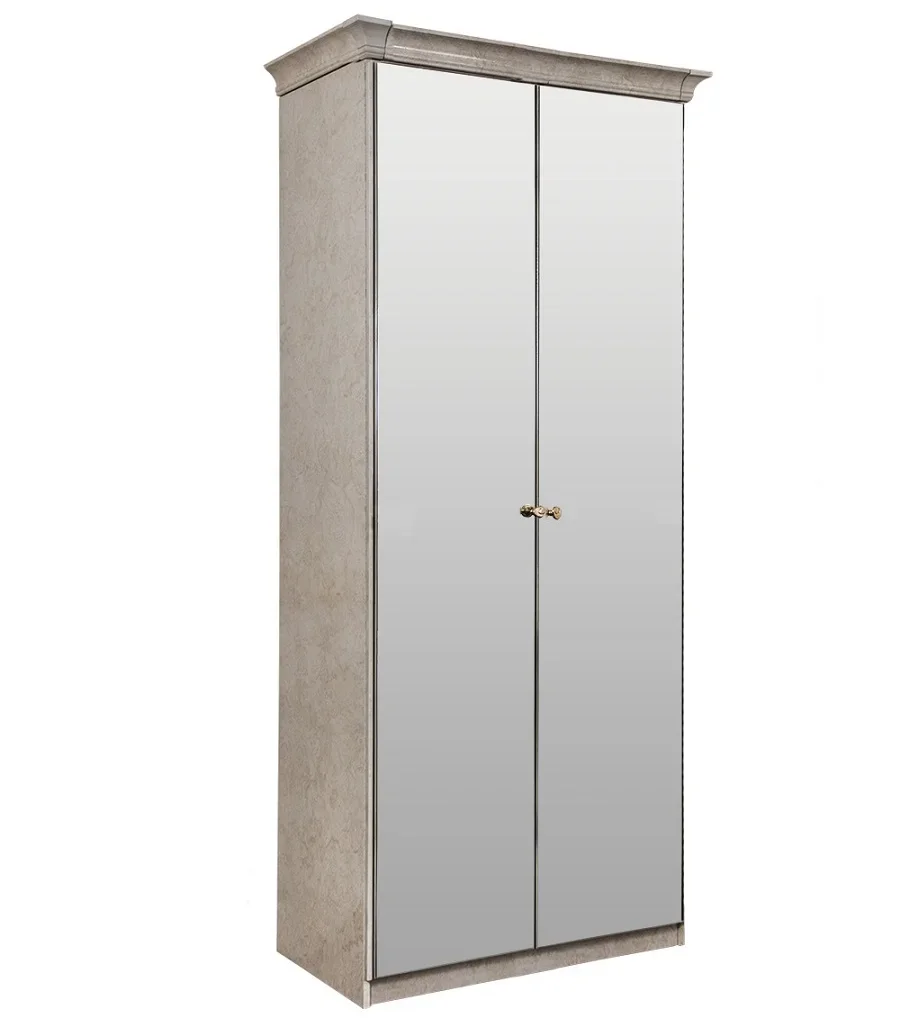 Шкаф "ПАТРИСИЯ" 2-дверный с зеркалом крем корень глянец