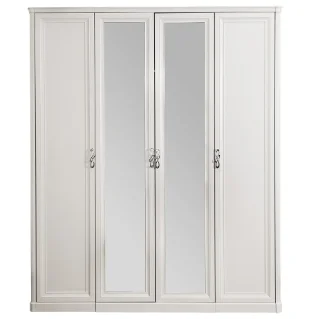 Шкаф "МИШЕЛЬ" 4-дверный (2+2) с зеркалом белый матовый