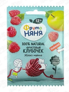 Фото для Фруктовые кусочки ФрутоНяня 15гр клубочек яблоко/малина*18