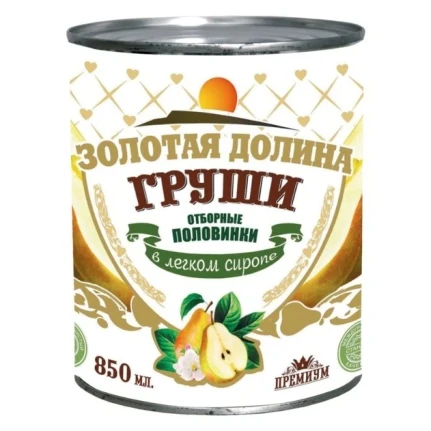 Фото для Компот Золотая долина груши половинки 850мл ж/б*12
