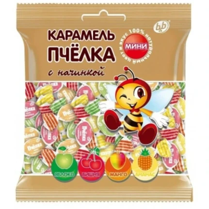 Фото для Карамель Би энд Би 250г Пчелка мини с начинкой*22