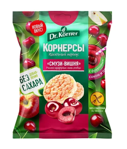 Фото для Мини хлебцы рисово кукурузные Доктор Кернер 40гр Смузи Вишня*14