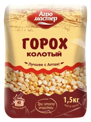 Фото для Крупа АгроМастер 1.5кг горох колотый м/у*8/10