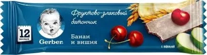 Фото для Батончик Гербер Дореми 25гр Банан/вишня с вафелькой*18