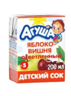 Фото для Сок Агуша 200мл яблоко/вишня с 6-ти месяцев*18