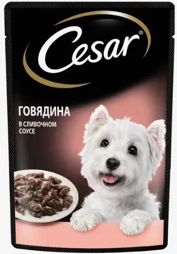 влажный корм для собак Cesar 85г говядина в сливочном соусе