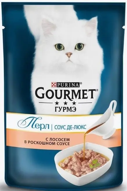 Влажный корм Gourmet Перл Соус Де-люкс для кошек, лосось, 85 г