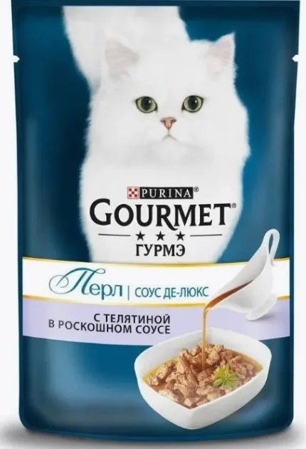 Фото для Влажный корм Gourmet Перл Соус Де-люкс для кошек, телятина, 85 г