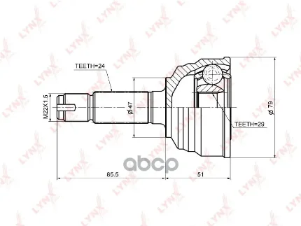 Фото для Шрус To [To-76] 29x47x24 Lynx Co3682 Passo LYNXauto арт. CO3682