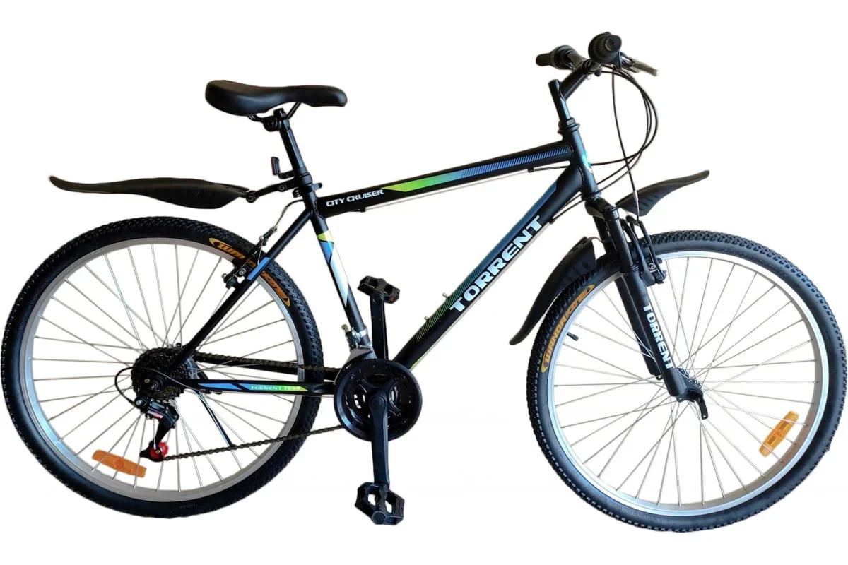 Велосипед Torrent City-Cruiser 26" Матовый черный,голубой (26",18 скор,рама сталь 18")