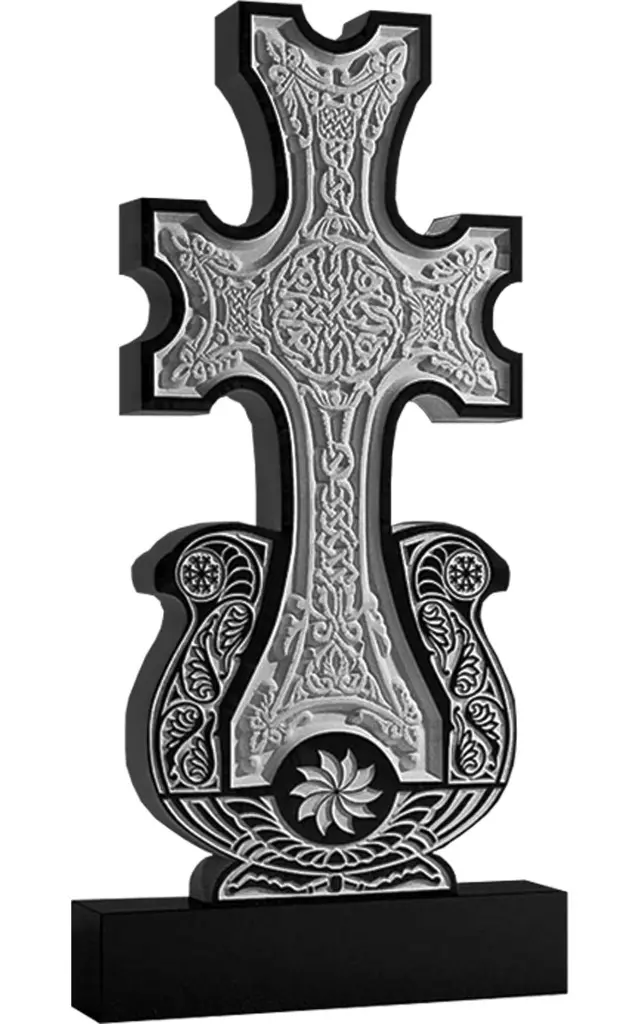 Армянский крест на могилу. Гранитные черные ВАР-80 (премиум-класс)