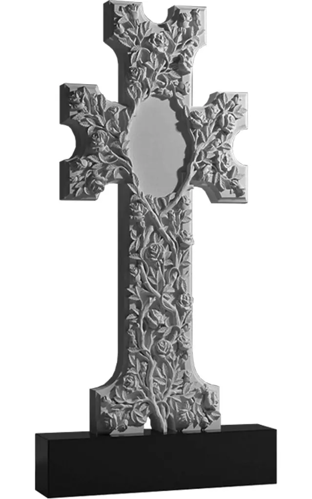 Памятник армянский крест на могилу. Гранитные памятники вертикальные резные черные ВАР-69 (премиум-класс)