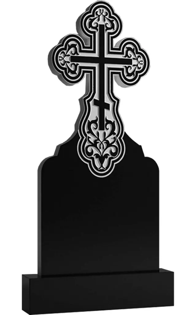Памятник крест на могилу. Гранитные памятники вертикальные резные черные ВАР-79 (премиум-класс)